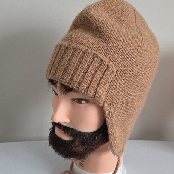 J CREW | Wool Rabbit Hair Hat Earflaps Beige Tan Sherpa Unisex Sz OS - Picture 4 of 6